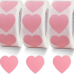 Pink heart stickers, 1 inch, suitable for DIY crafts, cute decals
