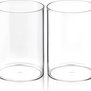 2-Piece Acrylic Cylindrical Pen Holder Set, Stylish Transparent Desktop Organizer, Round Makeup Brush Holder, Suitable for Home, School, and Office Desks & Stationery Organizers | Office Supplies