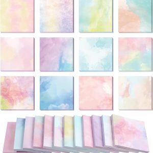 12 Pads 720 Sheets Watercolor Sticky Notes 2.8 x 2.8 Inches Cute Self Stick Note Pads Funny Self Adhesive Memo  for Office School Home Students Teachers Gift (Pastel)