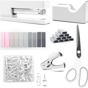 White Office SuppliesWhite Accessoriesand  Disnser Set for Women with   DisnserRemover   Scissor and  for Stunts Office Clerks