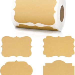 Kraft paper label stickers, fancy shaped blank label stickers, 2X3 inch self-adhesive