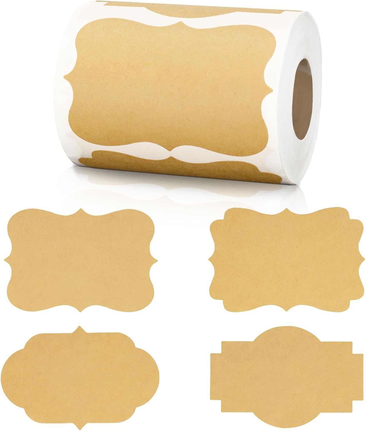 Kraft paper label stickers, fancy shaped blank label stickers, 2X3 inch self-adhesive