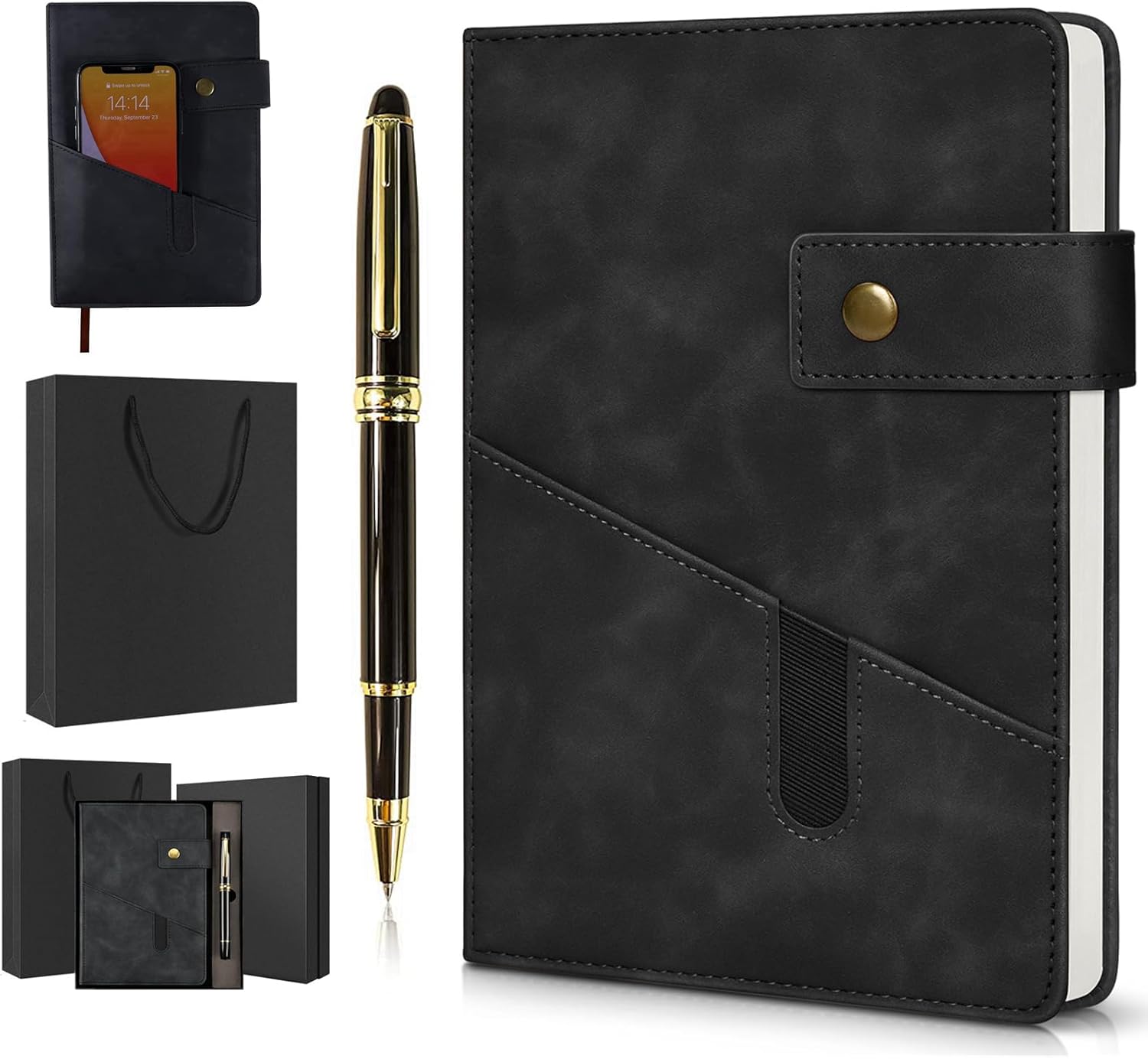 A5 Lined Leather Journal Notebook,Hardcover Journal Set with Pen and Gift Box,100Pages 100 Thick Ruled Paper Daily Diary for Men Women School,Travel,Business,Work,Writing 5.9" X 8.4"