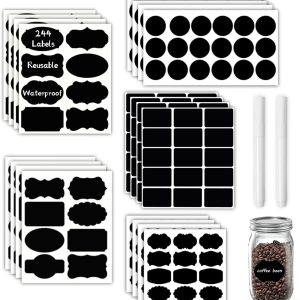 Chalkboard labels, 244 pieces, waterproof and reble, erasable handwritten stickers